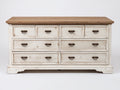 Commode - Bois-Métal - 160 x 50 x 90 cm - Blanc cassé-Brun - Style rustique