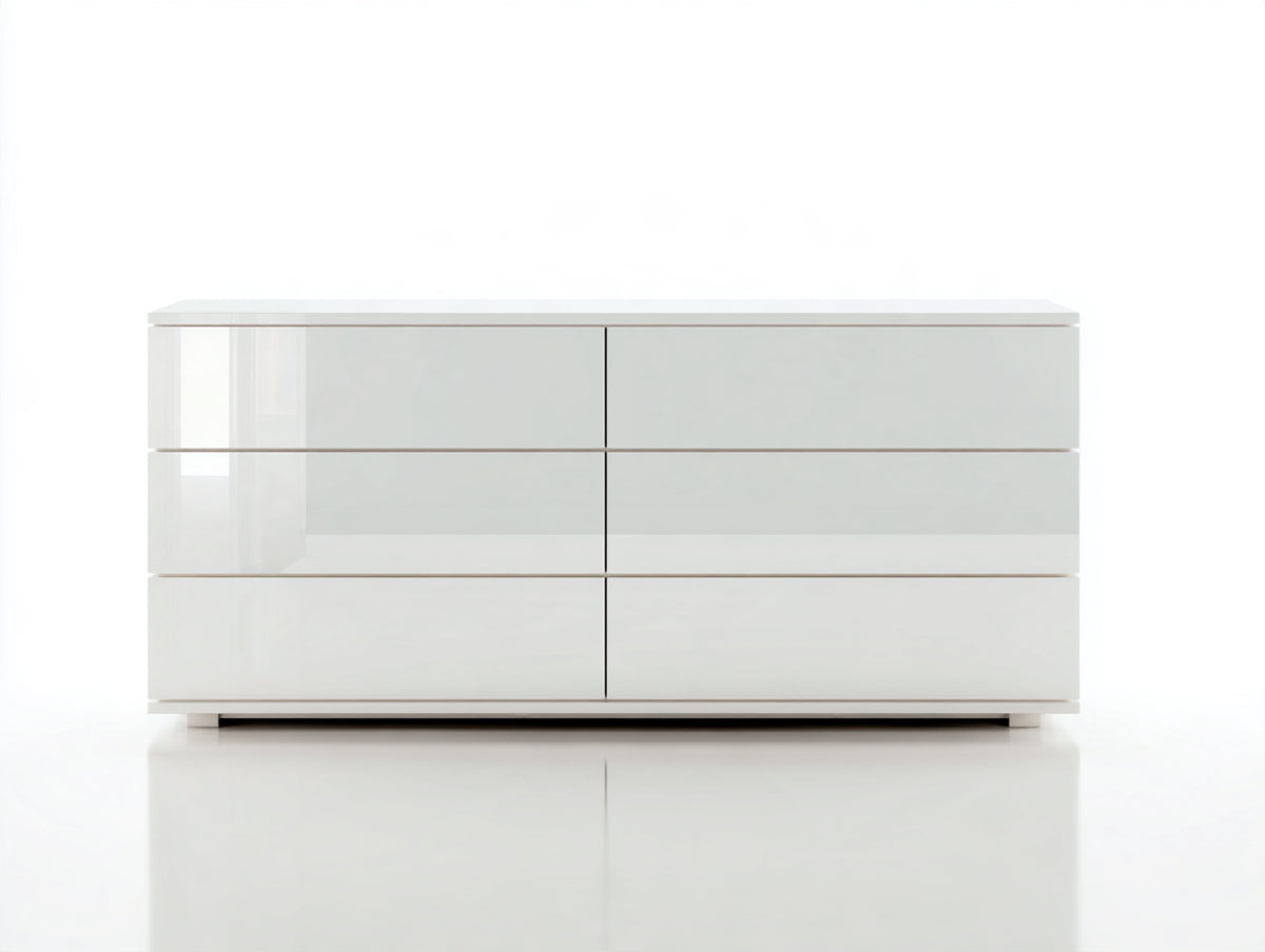 Commode - Bois d'ingénierie - 140 x 45 x 78 cm - Blanc brillant - Style moderne