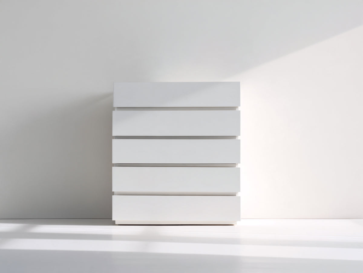 Commode - Bois d'ingénierie - 80 x 40 x 105 cm - Blanc - Style minimaliste