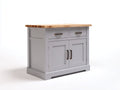 Buffet - bois - métal - 110 x 50 x 95 cm - gris clair-bois naturel - style contemporain