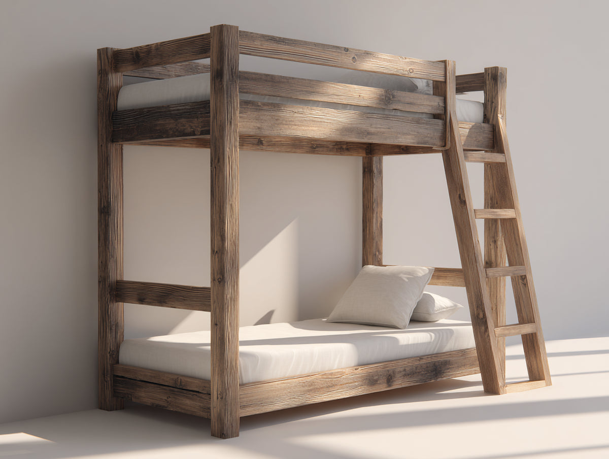 Lits superposés - bois de pin - 210 x 105 x 180 cm - brun naturel - style rustique