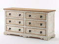 Commode - Bois-Métal - 155 x 50 x 88 cm - Blanc cassé-Bois naturel - Style rustique