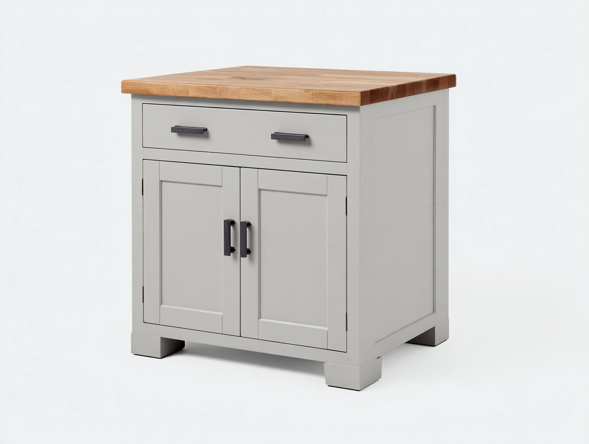 Buffet - bois - métal - 85 x 45 x 95 cm - gris clair-bois naturel - style contemporain