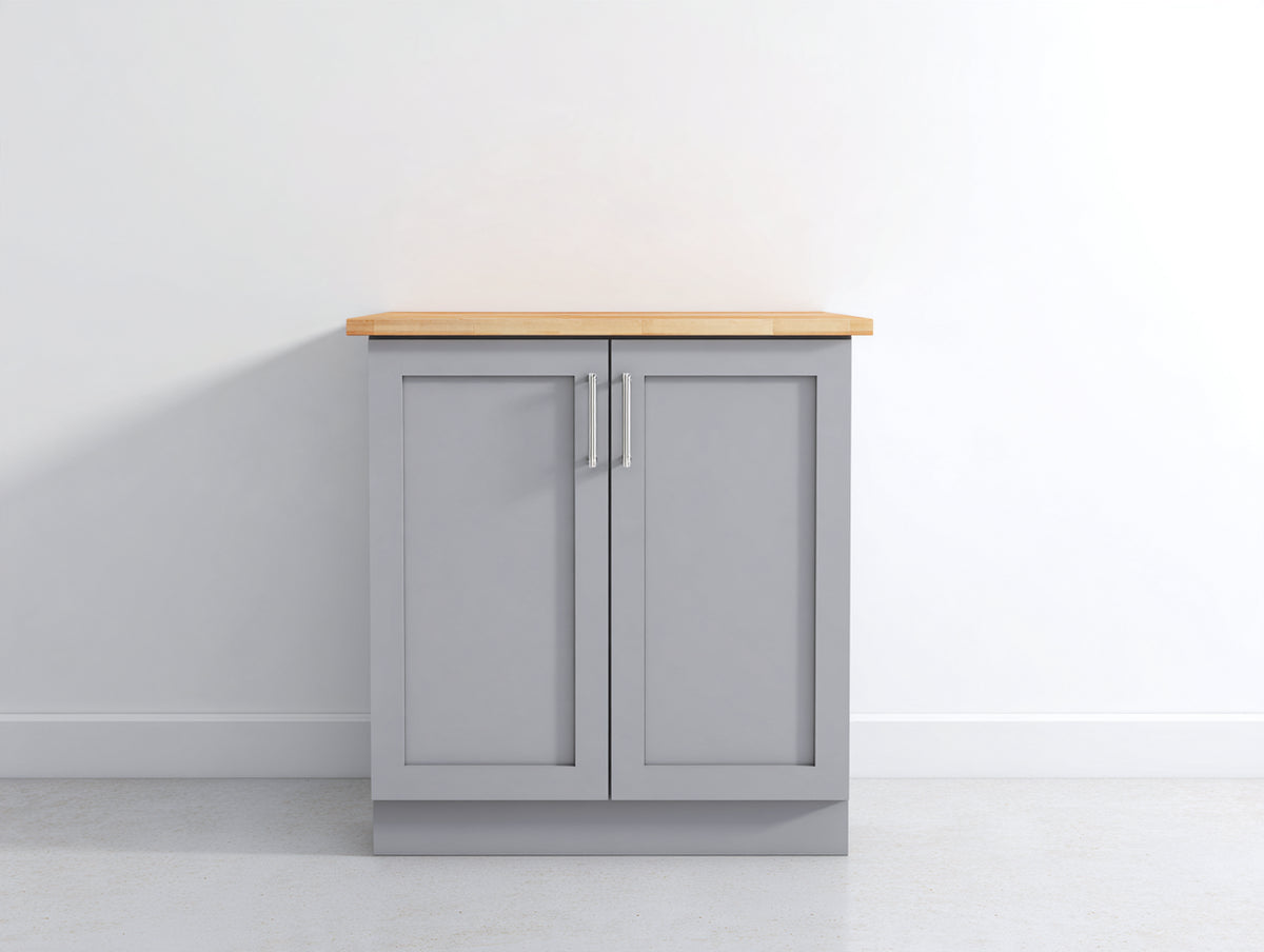 Buffet - bois-métal - 90 x 40 x 95 cm - gris clair-bois naturel - style moderne