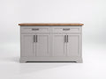 Buffet - bois - métal - 130 x 50 x 90 cm - gris clair-bois naturel - style classique contemporain