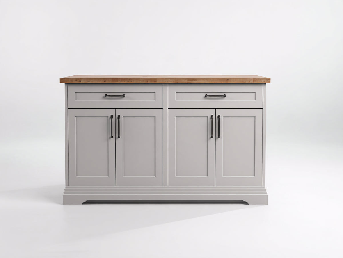 Buffet - bois - métal - 130 x 50 x 90 cm - gris clair-bois naturel - style classique contemporain