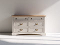 Commode - Bois-Métal - 135 x 45 x 84 cm - Blanc cassé-Brun - Style campagne chic
