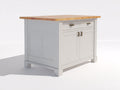 Buffet - bois - métal - 115 x 55 x 95 cm - gris clair-bois naturel - style contemporain