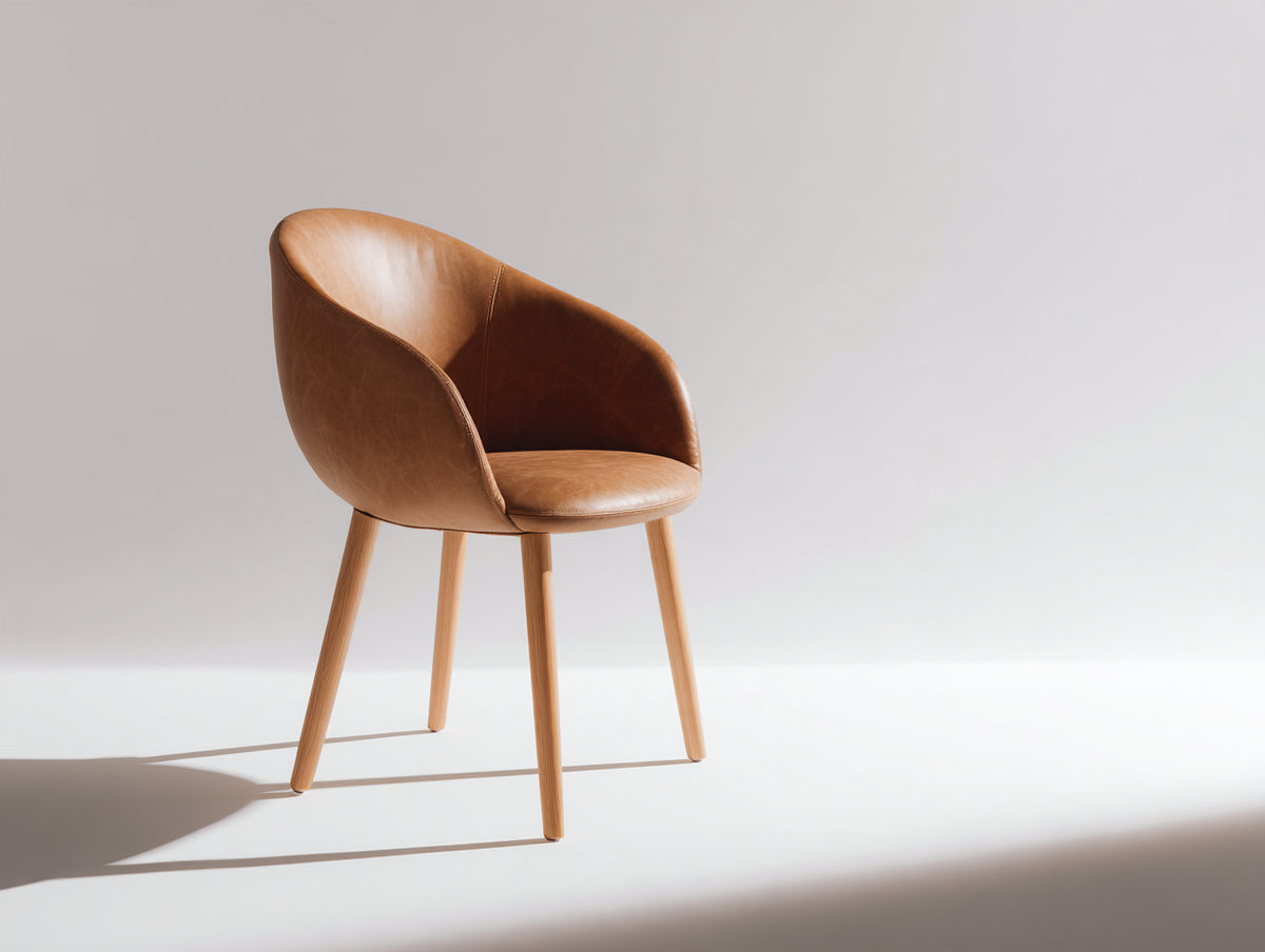 Chaise de salle à manger - similicuir-bois - 61 x 59 x 82 cm - marron-bois clair - style contemporain
