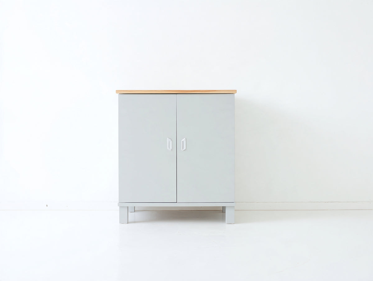 Buffet - bois - 85 x 40 x 100 cm - gris clair-bois naturel - style minimaliste