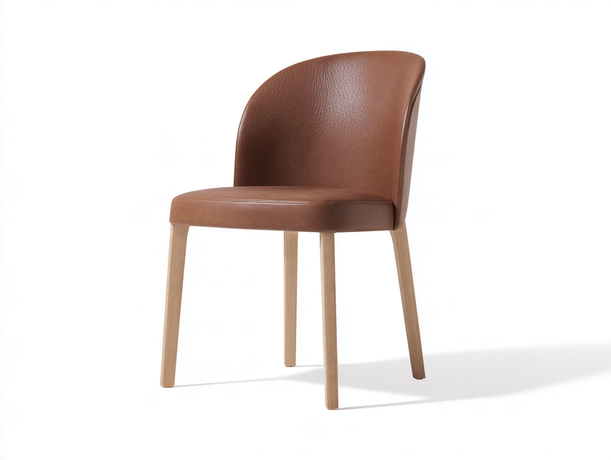 Chaise de salle à manger - similicuir-bois - 49 x 55 x 82 cm - marron-bois clair - style moderne