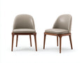 Chaise de salle à manger - similicuir-bois - 51 x 57 x 83 cm - beige taupe-noyer foncé - style contemporain