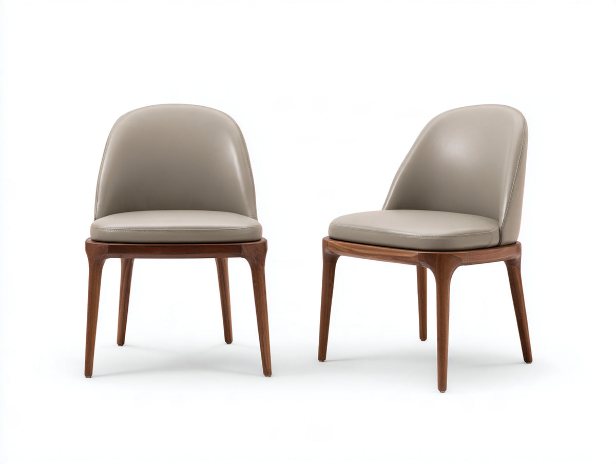 Chaise de salle à manger - similicuir-bois - 51 x 57 x 83 cm - beige taupe-noyer foncé - style contemporain