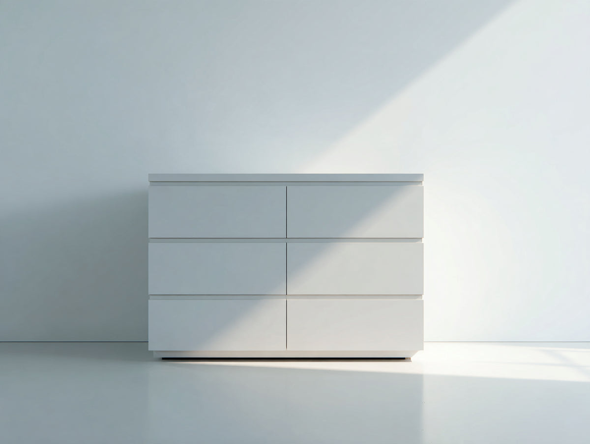 Commode - Bois d'ingénierie - 120 x 45 x 82 cm - Blanc - Style contemporain