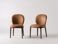 Chaise de salle à manger - similicuir-bois - 50 x 56 x 82 cm - cognac-noyer foncé - style contemporain