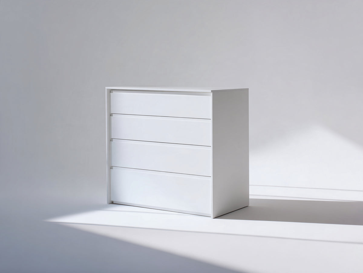 Commode - Bois d'ingénierie - 85 x 42 x 92 cm - Blanc - Style minimaliste
