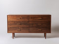 Commode - Bois - 145 x 45 x 80 cm - Brun noyer - Style milieu du siècle